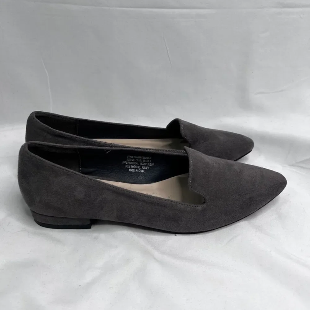 H by Halston‎ Barcelona Gray Vegan Suede Pointed Toe Slip On Flats Size 7.5